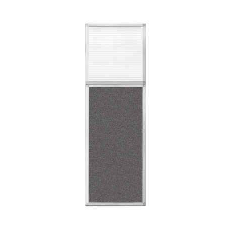 Hush Panel Configurable Cubicle Partition 2' X 6' W/ Window Charcoal Gray Fabric Clear Fluted Window